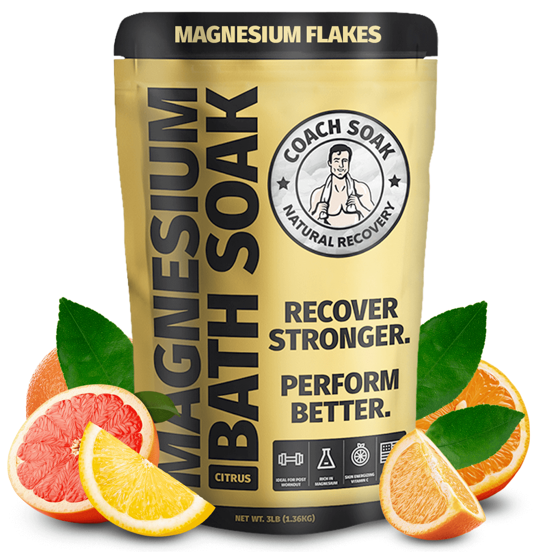 Recover faster with Coach Soak Magnesium Bath Soak. Magnesium, Dead Sea salt, and oils combine for deep muscle relief and relaxation.