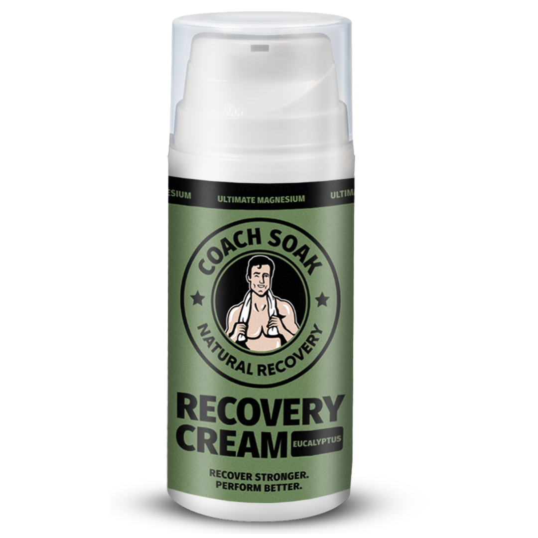 Ease sore muscles and reduce recovery time with Coach Soak Magnesium Recovery Cream—built for post-workout relief.