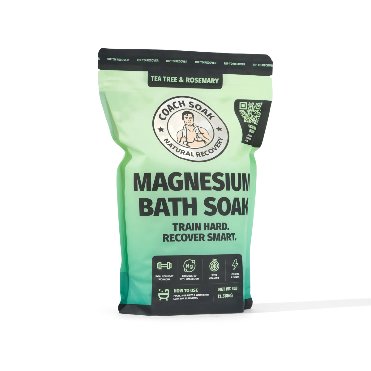 Coach Soak Magnesium Bath Soak – Tea Tree & Rosemary with Caffeine + Creatine