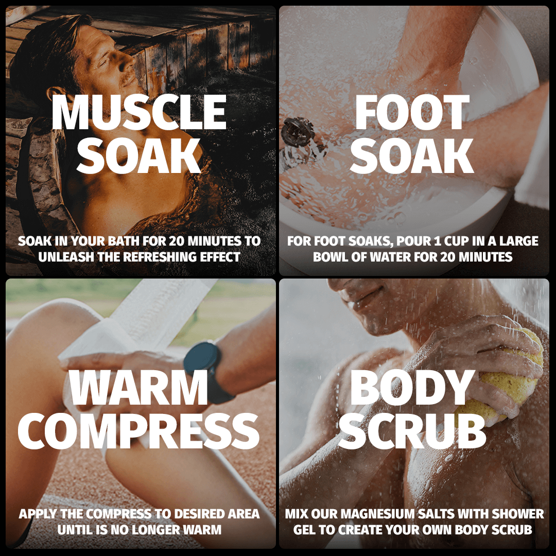 Coach Soak Magnesium Bath Soak helps muscles unwind fast with magnesium, Dead Sea salt, and therapeutic oils for recovery.