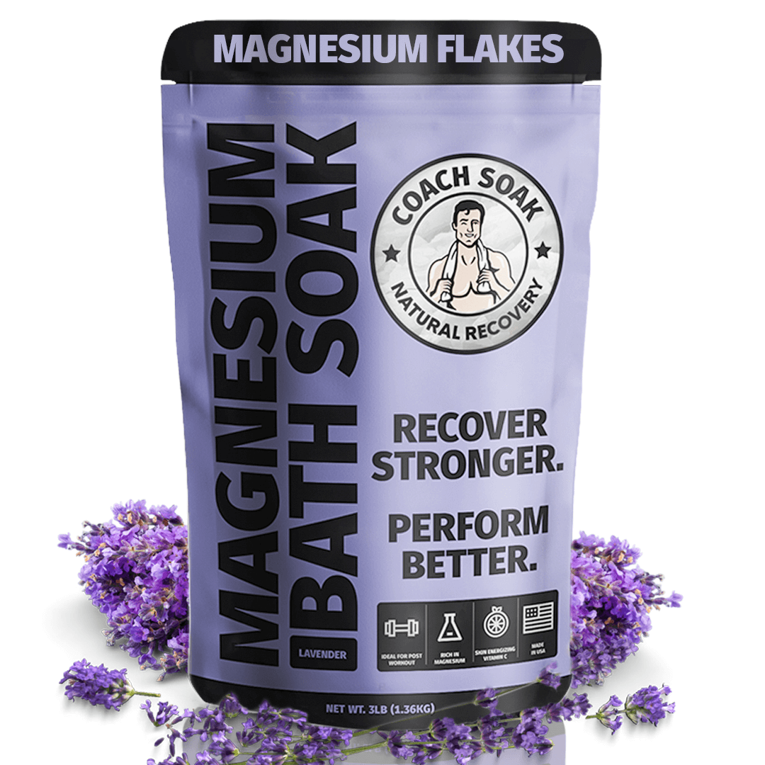 Recharge muscles and relax with Coach Soak Magnesium Bath Soak. Made with magnesium flakes, Dead Sea salt, and essential oils for recovery.