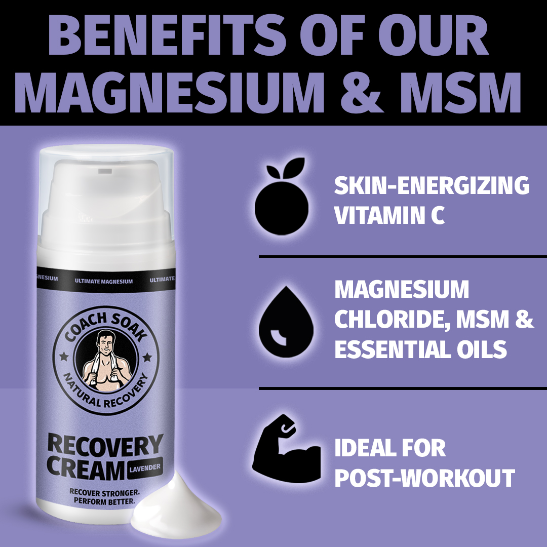 Cramp relief and muscle recovery made easy with Coach Soak Magnesium Recovery Cream—your new workout essential.