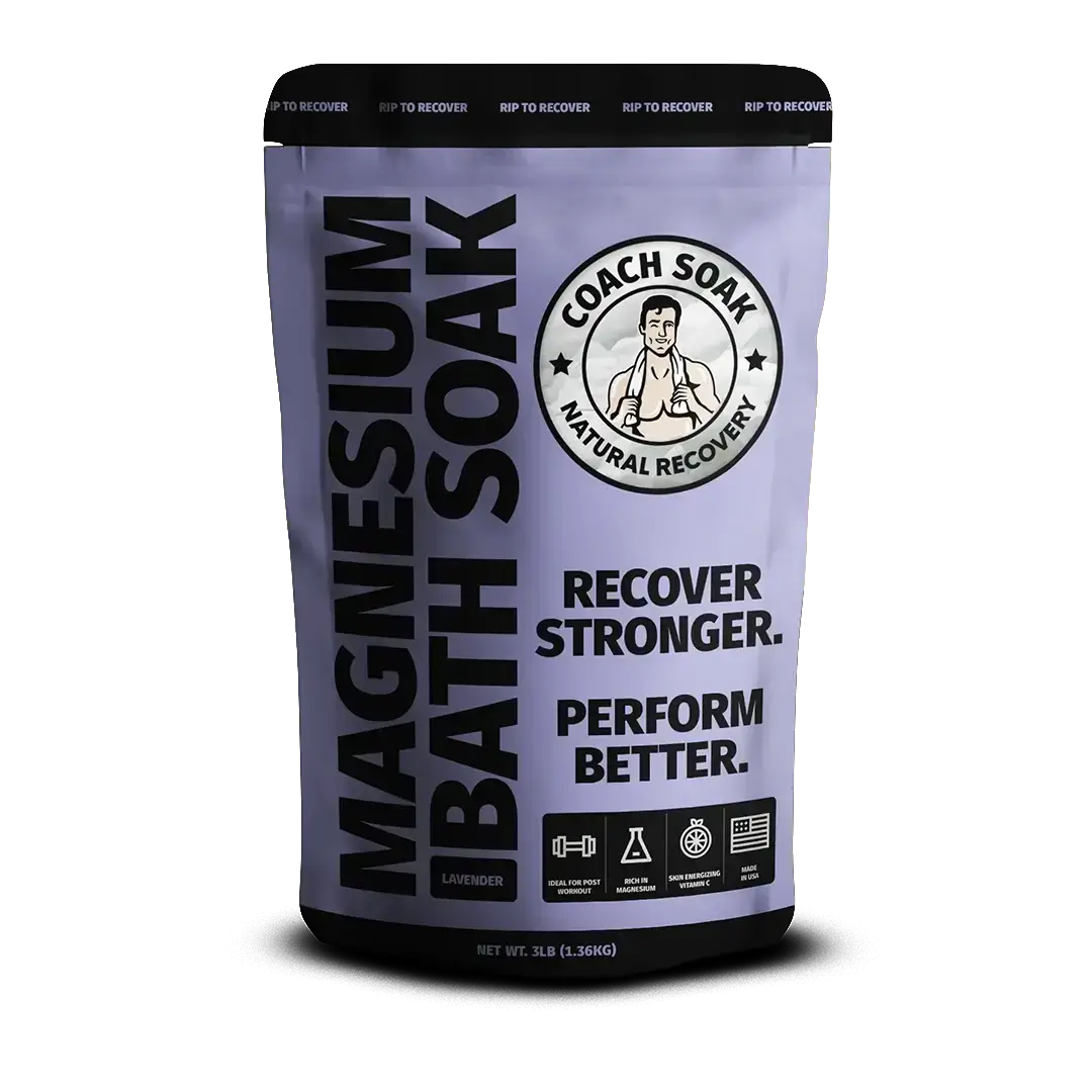 Coach Soak magnesium muscle recovery bath soak product for easing sore muscles after training