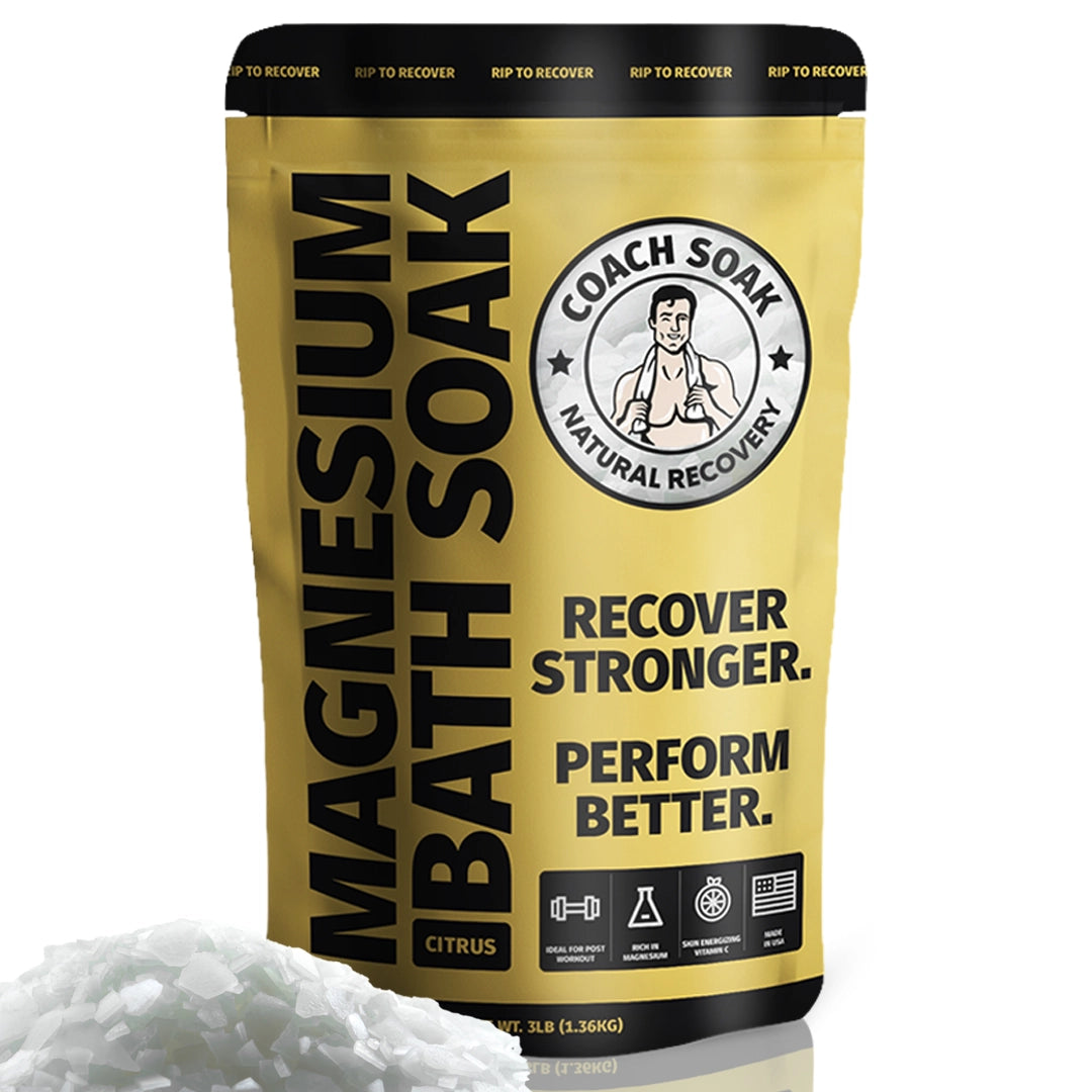 Coach Soak: Muscle Recovery Bath Soak - Natural Magnesium Muscle Relief & Joint Soother - 21 Minerals, Essential Oils & Dead Sea Salt - Absorbs Faster