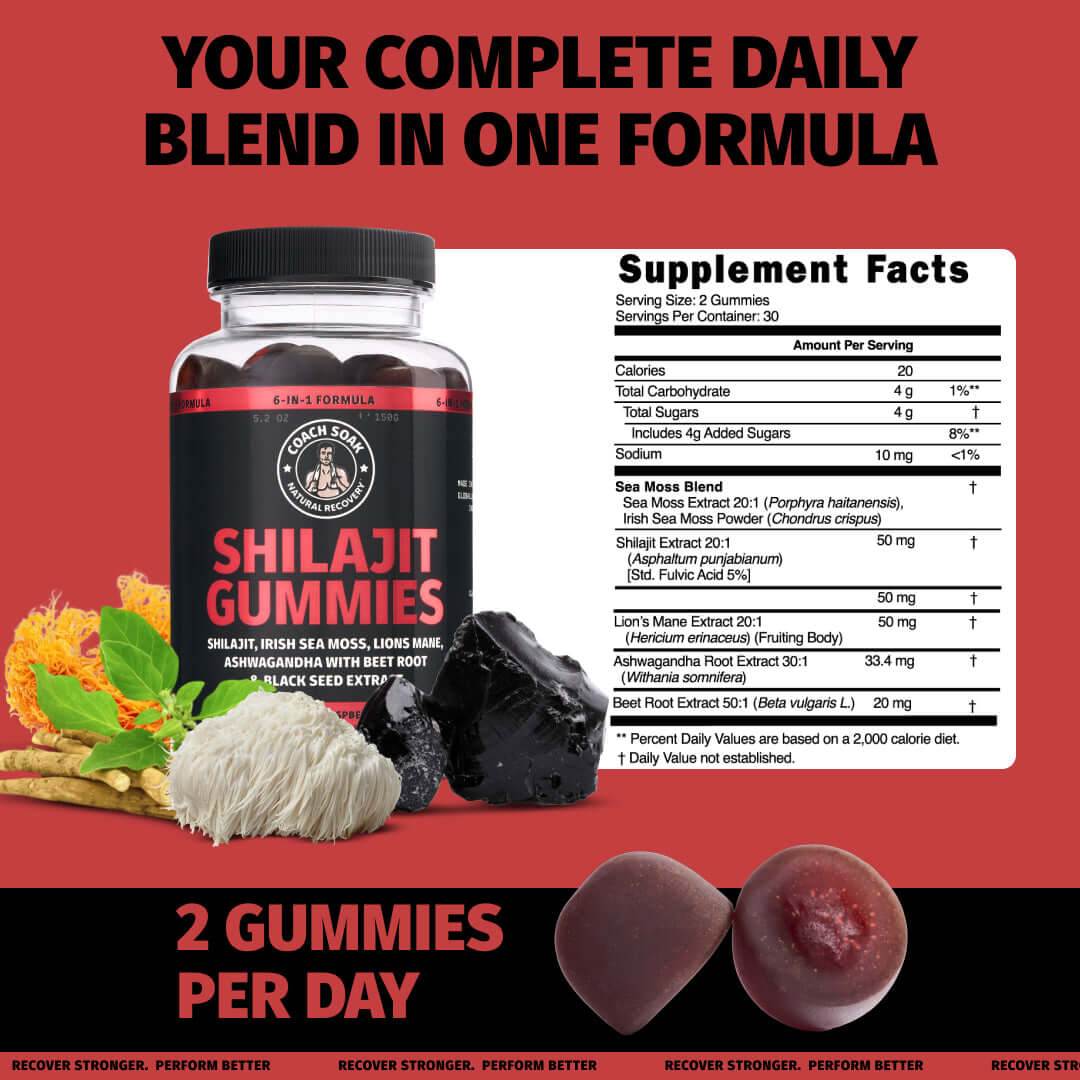 Coach Soak Shilajit Gummies 6-in-1 | Energy & Recovery