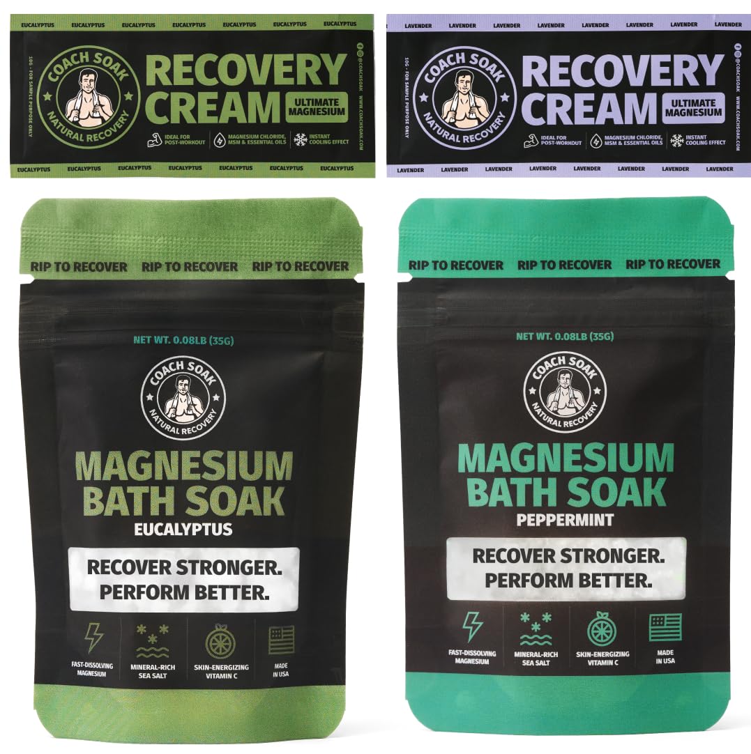 Discovery Kit (Set of 4) Magnesium Flakes Bath Salts & Magnesium Lotion - Lavender, Eucalyptus and Peppermint